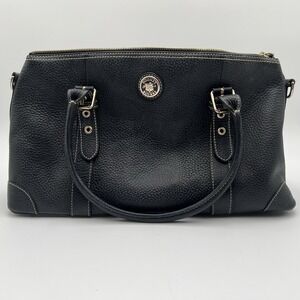 Vintage Dooney & Bourke Black Large Leather Double Handle Zipper Shoulder Bag